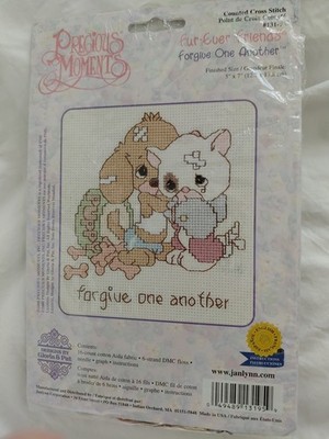 Precious Moments Counted Cross Stitch Forgive One Another Fur-Ever Friends 5x7