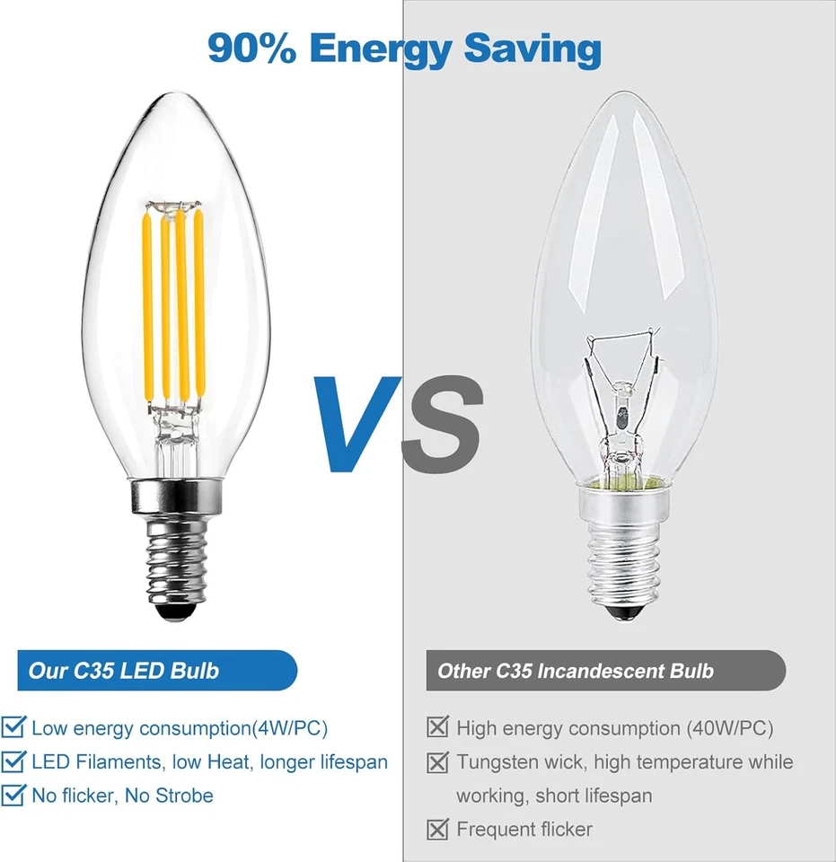 5-10 Pack E14 LED 4W 6W kerzenbirnen Dimmbar Leuchtmittel Glühbirne Kerze Lampe - Bild 4 von 4