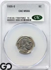 1935-S Buffalo Nickel CAC MS 66 ** Scarce This Nice, Better Date!