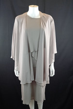 Gina Bacconi Grey Layered Beaded Dress Shawl Set Chiffon UK 24Helps Charity