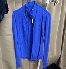 lululemon Blue Full Zip Track Jacket Womens Size 6 Nylon Thumbholes Pockets