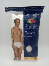 Men's Fruit Of The Loom Premium Brief 6 Pack White XL XLarge 40-42 NOS New
