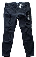 Torrid Elastic Waist Bombshell Skinny Stretch Jeans Sz 20T Distressed Black New