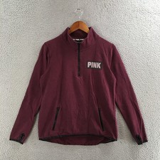 Victorias Secret PINK 1/4 Zip Pullover Sweatshirt Womens M Burgundy Athleisure