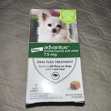 Advantus Dog Chewable Flea Tablets for Dogs, 7.5mg,  4 - 22 lbs, 7 Ct, exp 07/27