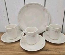 Set of 9 Corelle Corning English Breakfast  dishes Plates Cups vintage lot