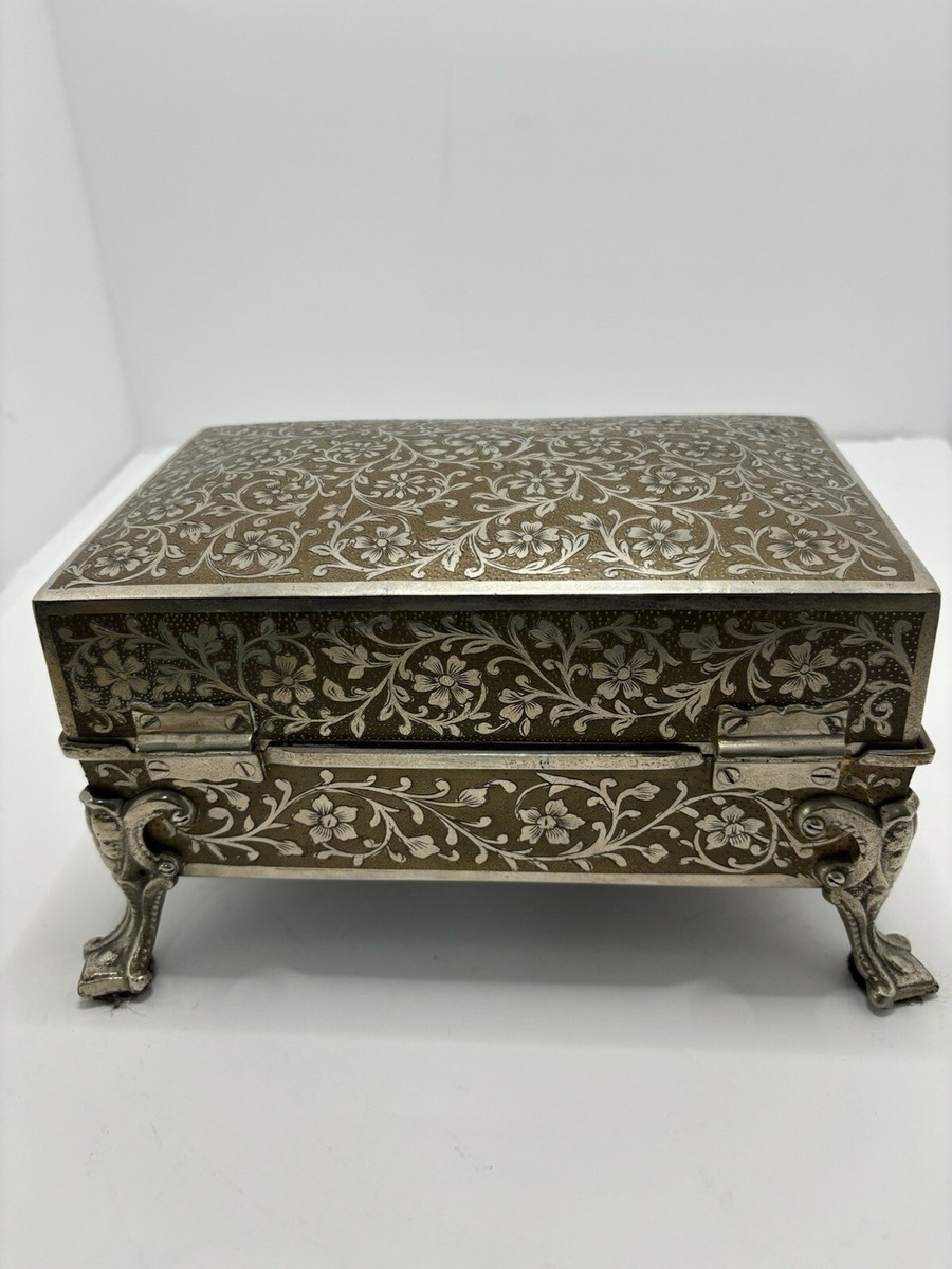 ま*ん様 ベルギーアンティーク　Dentelle aux Fuseaux ボック Fred Zimbalist Silver Music Box, Thorens Movement, Jewelry Box