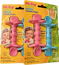 Baby's First Self-Feeding Silicone Teething Spoons by Nuby.Ages 6M . Sold as set