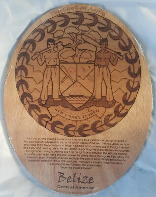 New Belize Central America Wooden Coat Of Arms Puzzle? Plaque? 10.75 x 8.25''