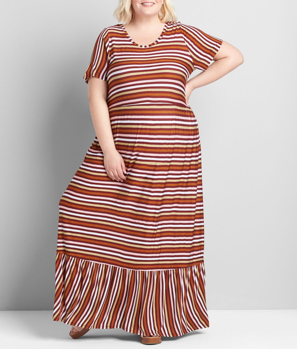 chinese dress ladies Final Sale Plus Size Sleeveless Multi Layered Ruffle Chambray Dress in –  Chic And Curvy main image 0