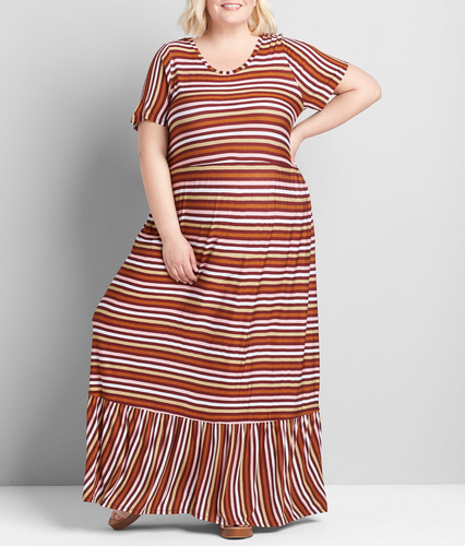 LANE BRYANT MULTI STRIPED SHORT SLEEVE 