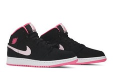 Nike Air Jordan 1 Mid GS Black Digital Pink Retro Sneakers 555112-066