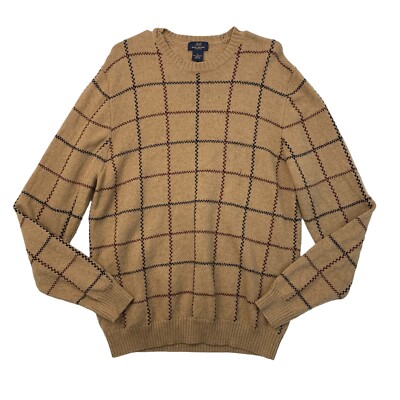 Vintage Brooks Brothers Lambswool Sweater Mens XL Extra Large Cobblestone  Check