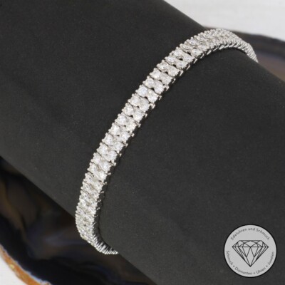 Wert 20.500,- Edles Tennis Brillant Armband 6,00 Ct 585 Weiß Gold T0279 xxyy