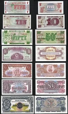 Great Britain Armed Force 7 PCS UNC Set, 5 10 50 Pence 1 5 Pounds 1948 1972, WMK