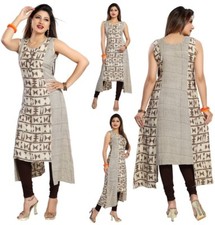 Beige Ethnic Pakistani Designer Party Kurta Kurti Tunic Top Dress Women SC492