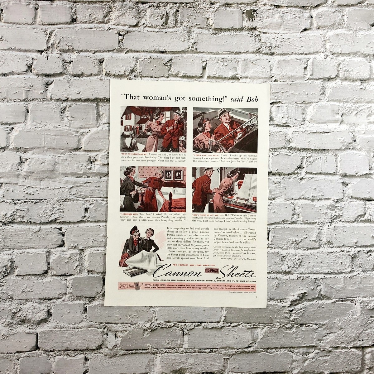 1938 Cannon Sheets Vintage PRINT AD Bed Linens Art Home Decor