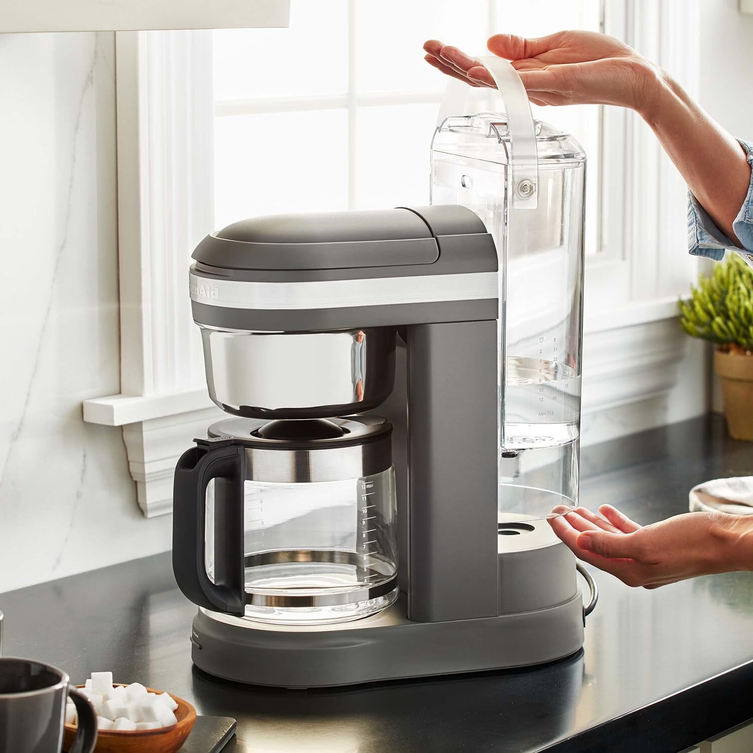 KitchenAid KCM1209DG 12 Cup Drip Coffee Maker w/ Spiral Showerhead, Matte Gray