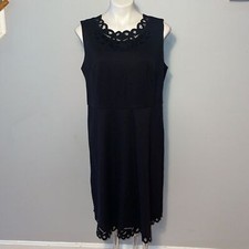 Talbots ladies NWT embroidered fit and flare Ponte dress. Size 12P.