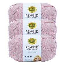 (3 Pack) Lion Brand Yarn 523-139P Rewind Bulky Tape Yarn, Mahogany Rose