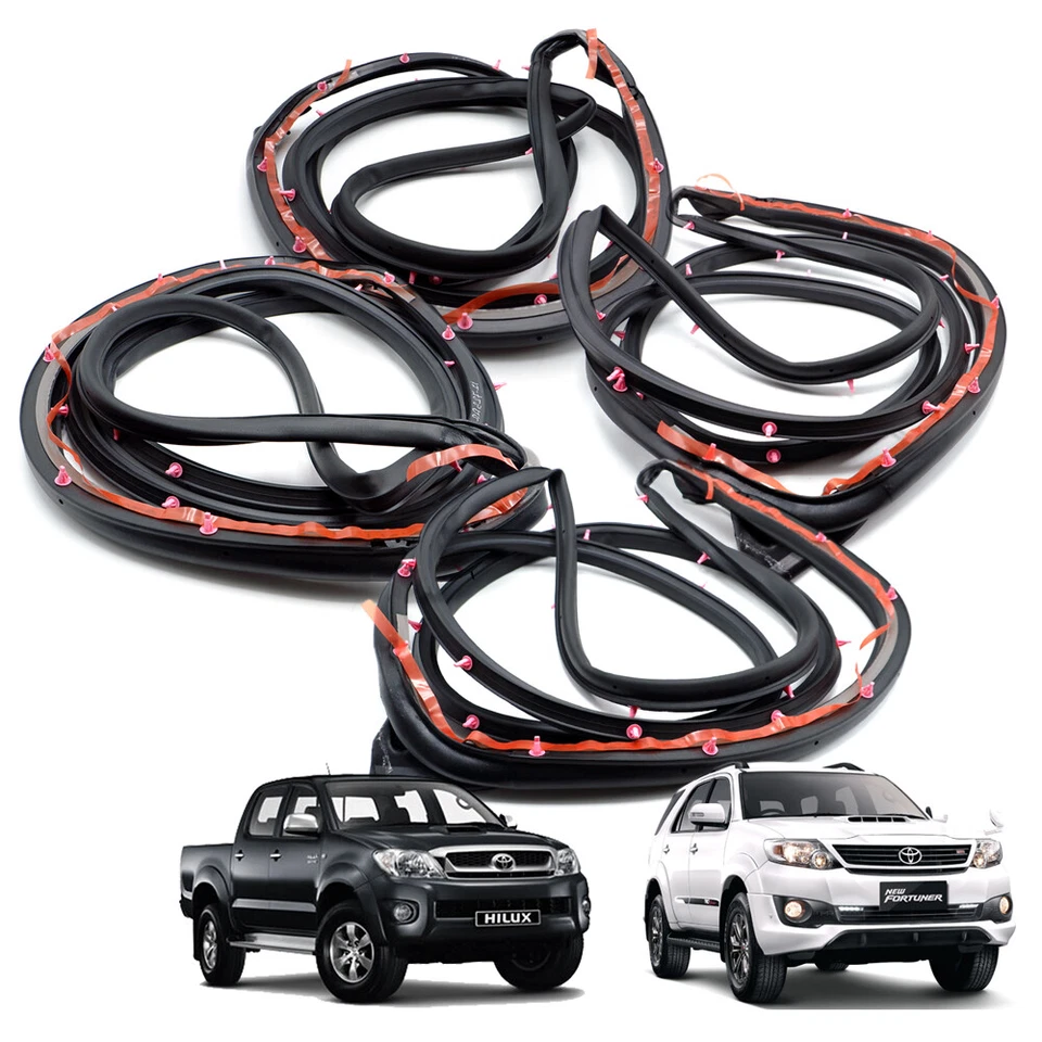 Juego de sello de goma para puerta resistente al clima 4 puertas izquierda+derecha para Toyota Hilux Fortuner 2005 2013 Foto 3 de 4