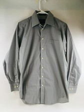 Nautica Shirt Men's Size 15 32/33 Solid Gray with Pocket Long Sleeve Button Down