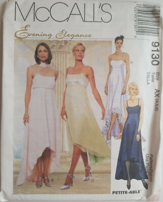 MCCALLS 9130 Evening Gown Dress Empire Waist Hi-Low Hem Pattern SZ 4-6-8 | eBay MCCALLS 9130 Evening Gown Dress Empire Waist Hi-Low Hem Pattern SZ 4-6-8 | eBay