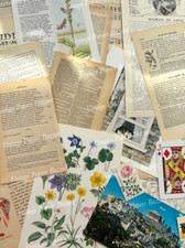 50x Bundle Mixed Ephemera Vintage Papers Book Pages Scrapbooking Junk Journal