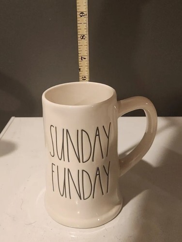 Rae Dunn SUNDAY FUNDAY Beer Cup Mug White Ceramic Football Season 22 oz - Picture 3 of 6