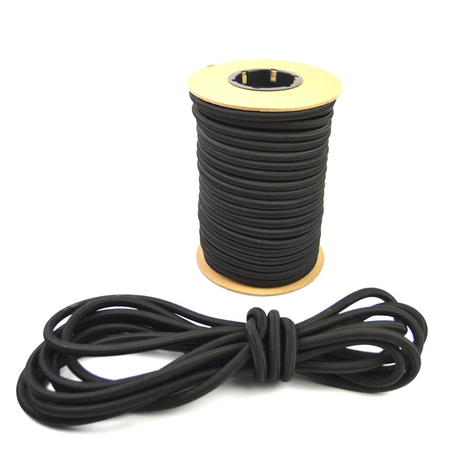 APCC 1/2" x 25' Black Bungee Cord Marine Grade Heavy Duty Shock Rope Tie Down USA