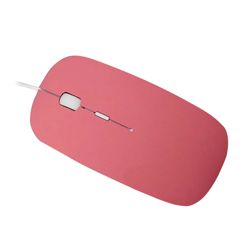   Thin Slim USB Optical Wired Mouse for PC Laptop Windows Apple - Pink - Image 3 of 4