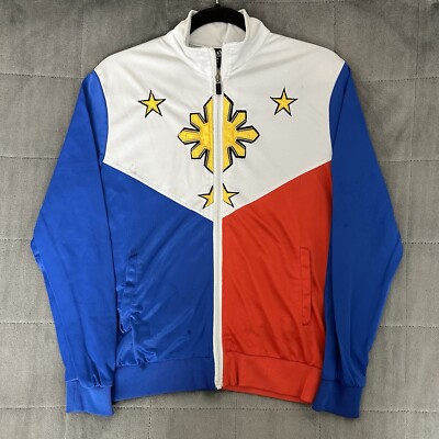 VINTAGE Adidas Womens Jacket Sz L Red Logo Manny Pacquiao Philippine Flag Track
