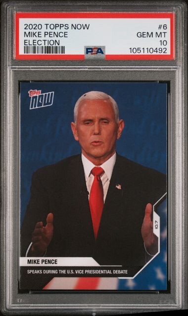 MIKE PENCE with FLY PSA 10 2020 TOPPS NOW CARD VP DEBATE TRUMP MAGA