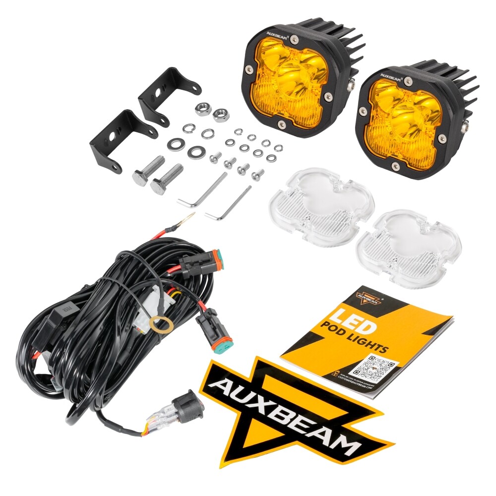AUXBEAM 3"INCH 80W LED Work Light Pods Spot Flood Combo Offroad Driving ...