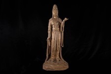 Japanese famous 観音 KANNON Wood carving Buddha statue from Japan color Brown