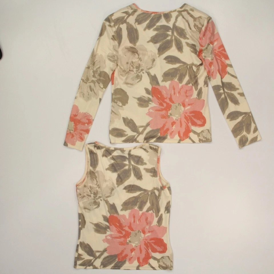 Conjunto de 2 suéteres para mujer St John talla pequeña floral lana seda cachemir LEER Foto 2 de 4