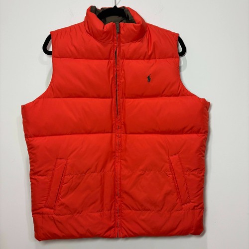 Polo Ralph Lauren Reversible Puffer Vest Boys XL Green Orange Down Feather Pony - Picture 3 of 10
