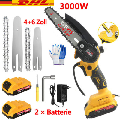 4/6 Zoll Akku Kettensäge Mini Elektro Kettensägen Handkettensäge mit Ölsystem