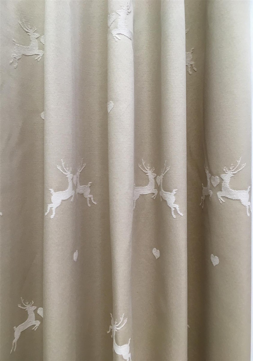 Gardine Baumwollstoff Hirschmotiv Hirsch Baumwollstoff Gardinen