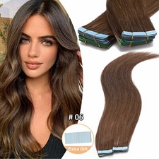 CLEARANCE THICK Tape In 100% Remy Human Hair Extensions Skin Weft FULL HEAD Grey