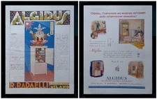 2 Pubblicità originali 1929 FRIGORIFERI ALGIDUS R. RADAELLI MILANO incorniciate