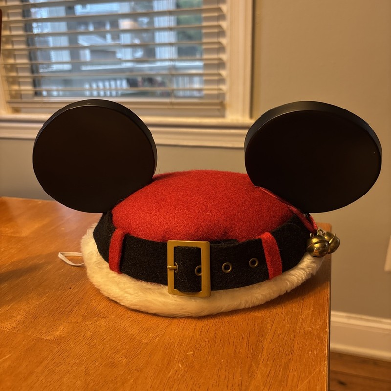 TWO DISNEY PARKS WDW VTG Santa Belt Mickey Mouse Christmas Ears Holiday Hat