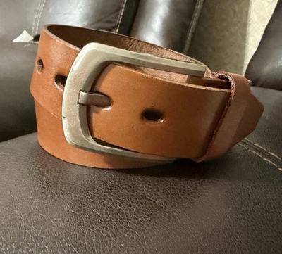 #ad Men#x27;s Brown Dress Belt Solid Pattern Adjustable Buckle Accent Medium Width $13.99