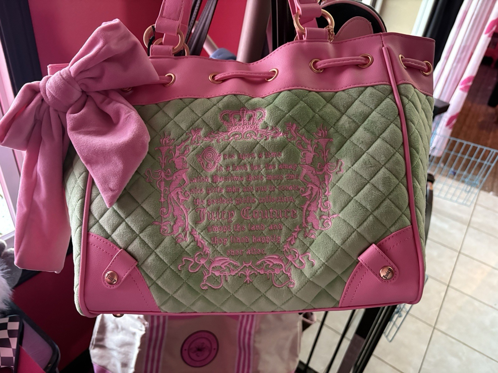 Juicy Couture Green And Pink Daydreamer Bag NWT