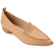 Journee Collection Women's Maggs Width Loafer Pointed Flats, Tan Size 10M
