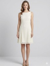 NWT Chaps Lace A-Line Dress Cream Sleeveless Knee Length Geometric Sz 6 Classic