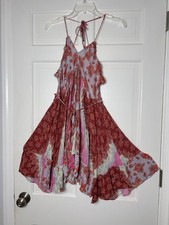 Free People Dress Women's Size Small Pink/Purple Stripe Strappy Back Fit & Flare