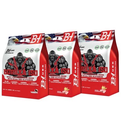 3x Whey Isolate Protein 2kg Powder High Protein Gym Nutrition Black Hammer USA