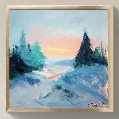Original Fine Art Painting 12x12 | Signed Canvas | Impressionist Landscape