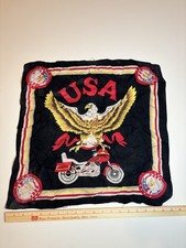 Vintage USA Eagle Motorcycle Bandana Scarf Black Patriotic Biker Head Wrap